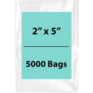 Clear Poly Bags 4 Mil size: 2 inch (width) X 5 inch (Height) Pack of 5000 Bags